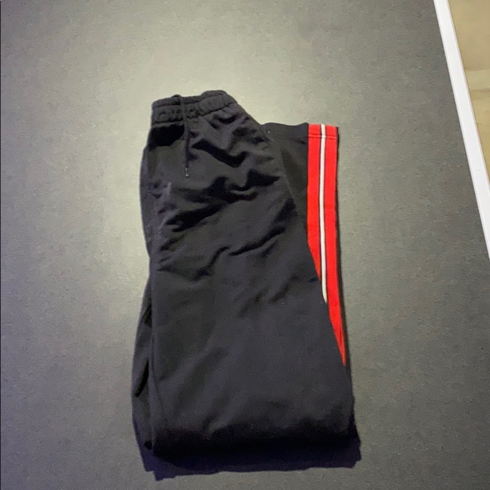Red and black track pants